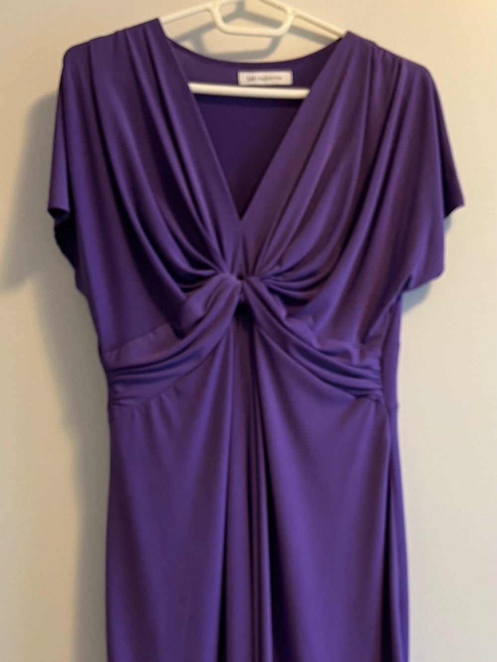 Liz Claiborne Purple Twist-Front V-Neck Midi Dress - Size 12
